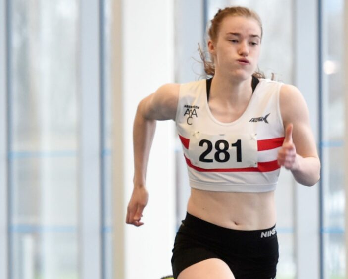 Rebecca Matheson running at Aberdeen Sports Village