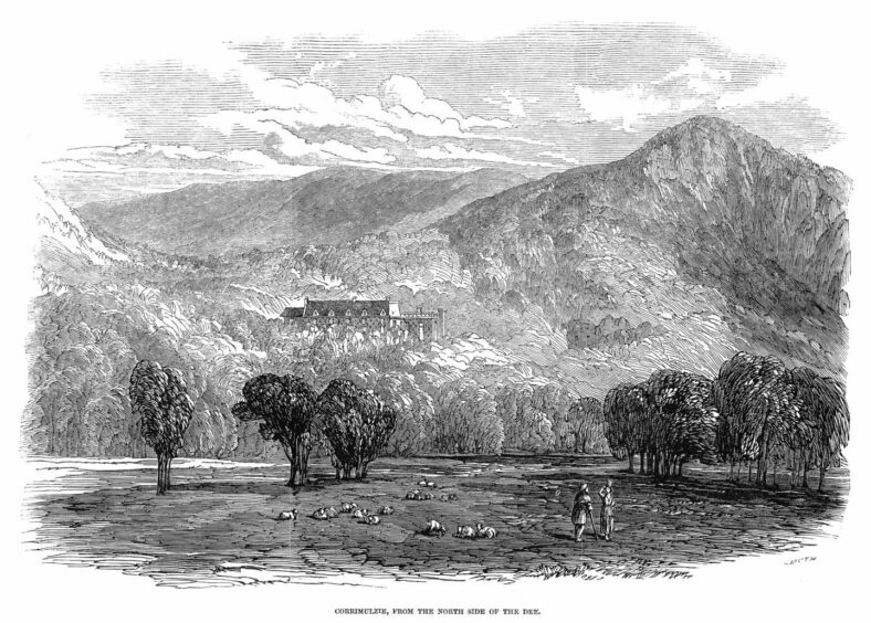 an engraving of Corriemulzie in the Highlands in 1848