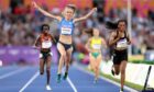 Eilish McColgan of Scotland celebrates victory in the Commonswealth Games 10,000m final, but her Great Scottish Run records have been invalidated.