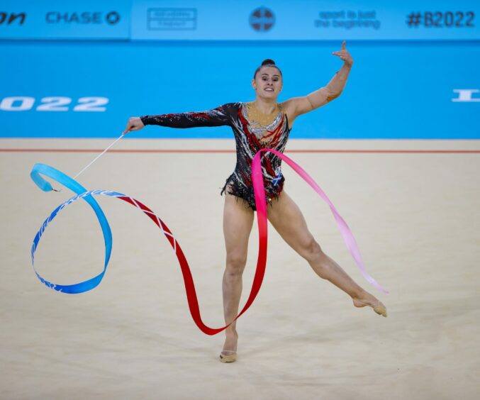 Louise Christie during her ribbon routine Photo by Roland Harrison/Action Plus/Shutterstock (13048567bd) Arena