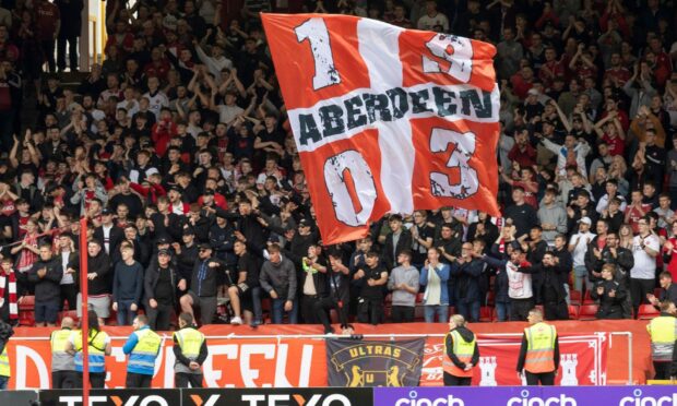 Aberdeen fans during the home match against St Mirren earlier this month.