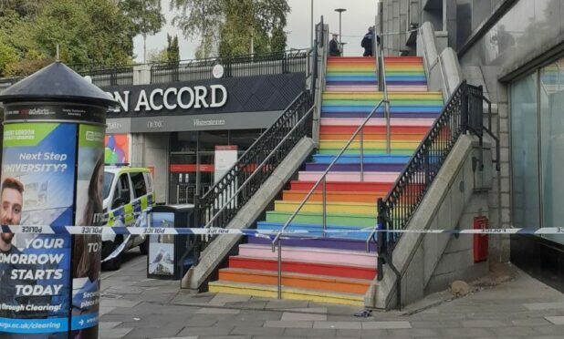 The alleged assault happened near the rainbow steps in Aberdeen city centre