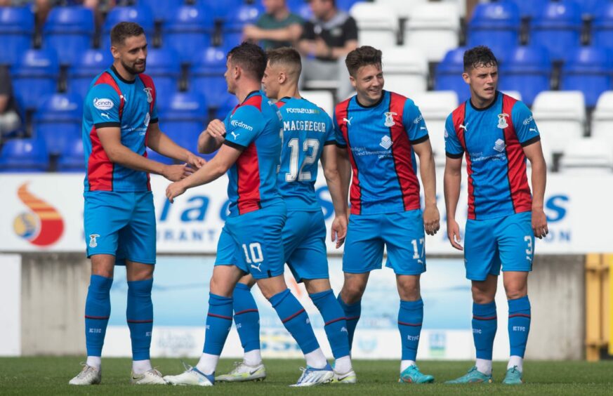 Inverness players celebrate Aaron Doran's goal against Cove Rangers