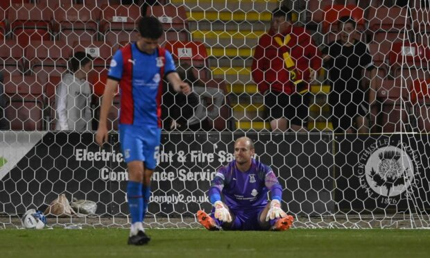 Inverness' Mark Ridgers looks dejected after Anton Dowds makes it 4-0.