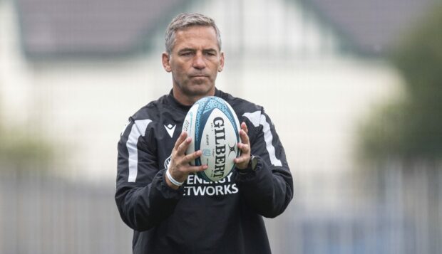 Warriors Head Coach Franco Smith during a Glasgow Warriors Open Training session at Scotstoun Stadium.