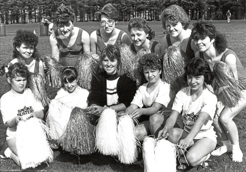 A group of cheerleaders at a It's a Knockout competition
