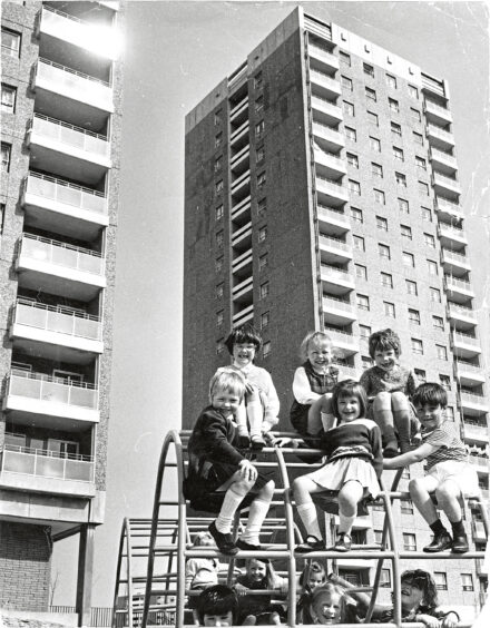 1969 - Children playing in the play area of the blocks of flats