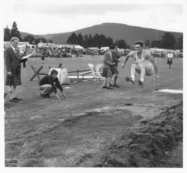 1982 - Robbie Greenlaw of Aboyne wins the long leap local event.