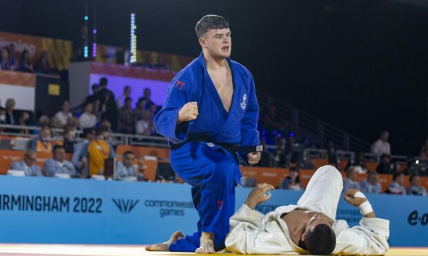 Andrew McWatt after his repechage win over Giannis Antoniou