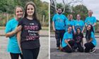 Photo of Angela Murray with her daughter Lucy and then next to this photo is a photo of their family with fundraising t-shirts on