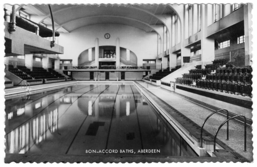 The inside of the Bon Accord Baths when the pool was still in use. 