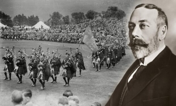 King George V put a stop to the Highlanders' march at the Braemar Games.