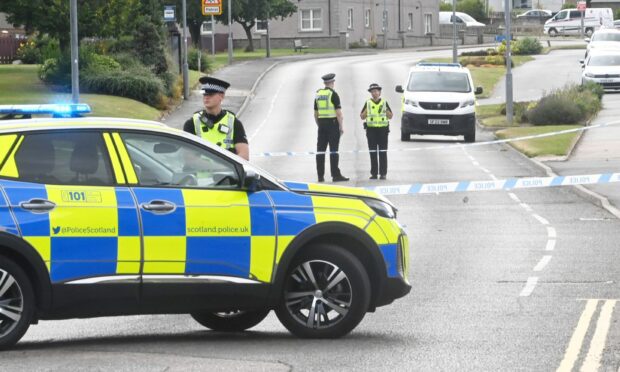 Police on Blackhall Road in Inverurie. Photo: Chris Sumner/DC Thomson