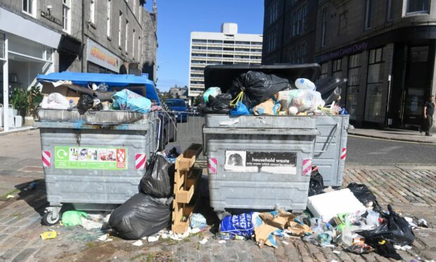 The streets of Aberdeen were left strewn with litter as a result of the strike.
