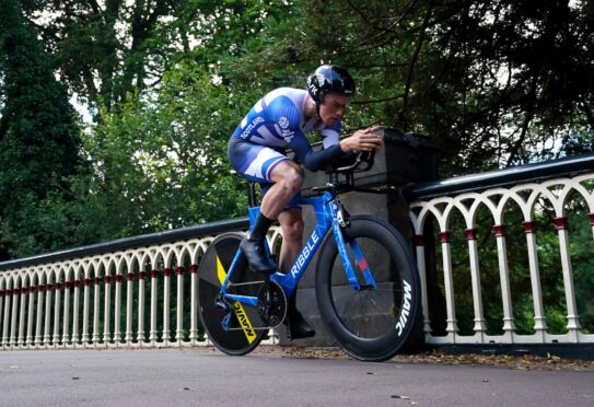 Finn Crockett in action during the men's time trial in Wolverhampton. Photo by David Davies/PA Sport