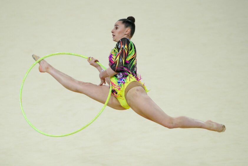 Louise Christie during her hoop routine. Photo by Peter Byrne/PA Wire