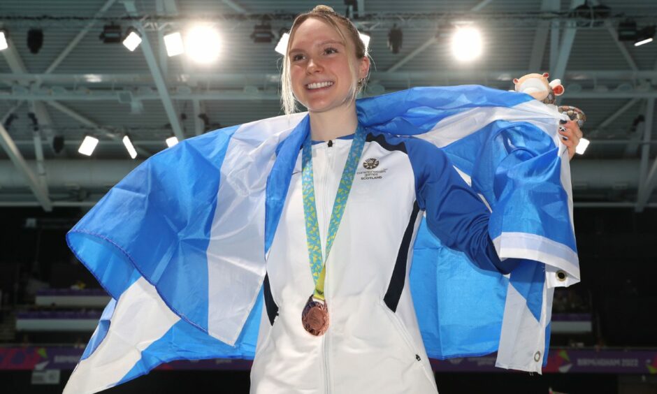Aberdeen swimmer Toni Shaw after her bronze medal in the 100m on Friday. Image: Bradley Collyer/PA Wire