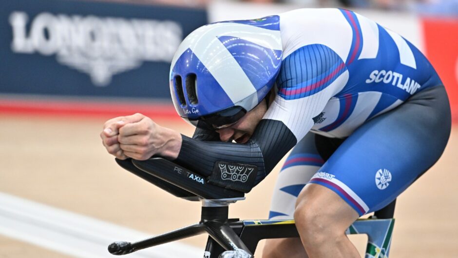 Kyle Gordon came fifth in the individual pursuit at the Commonwealth Games. Photo by Will Palmer/SWpix.com 