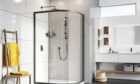 black framed shower cubicle