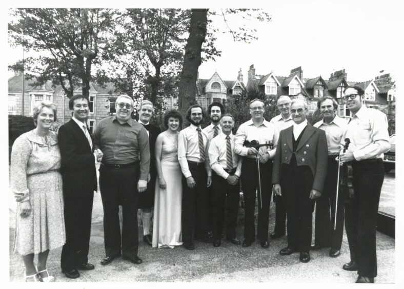 1982 - The Cape Breton Fiddlers from Nova Scotia before their final concert on a 10 day Scottish tour at the Amatola Hotel, Aberdeen.