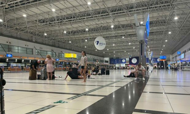 Passengers were stranded in Antalya Airport after their flight to Glasgow was cancelled. Supplied by Jacqui Miller.