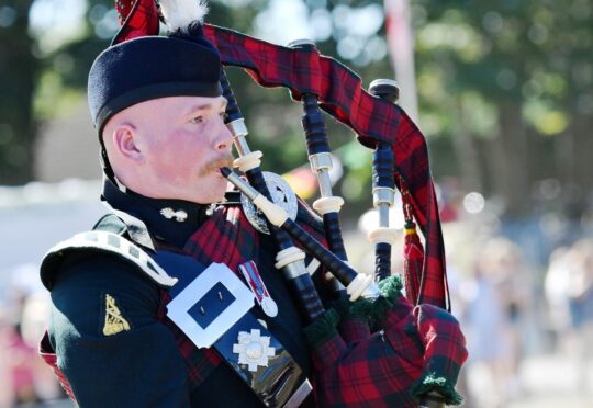 Fusilier Scott Grubis of 2SCOTS The Royal Highland Fusiliers, competing in the piping.  
Picture by Kami Thomson