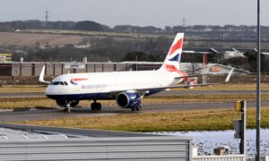 The British Airways flight was diverted on route to Aberdeen. Image: Kami Thomson / DC Thomson.