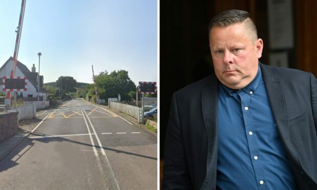 Keith Sim was fined after he drove across a train crossing in Insch.