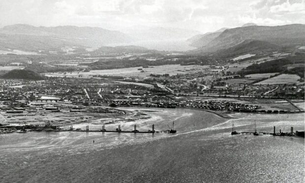 The Kessock bridge during construction. Picture by Scottish Roads Archive.