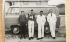Lawrence Milne painters Bob Daniel, Stan Reid, Dawson Gammack and Dennis Mortimer pictured at Cruden Bay around 1965.