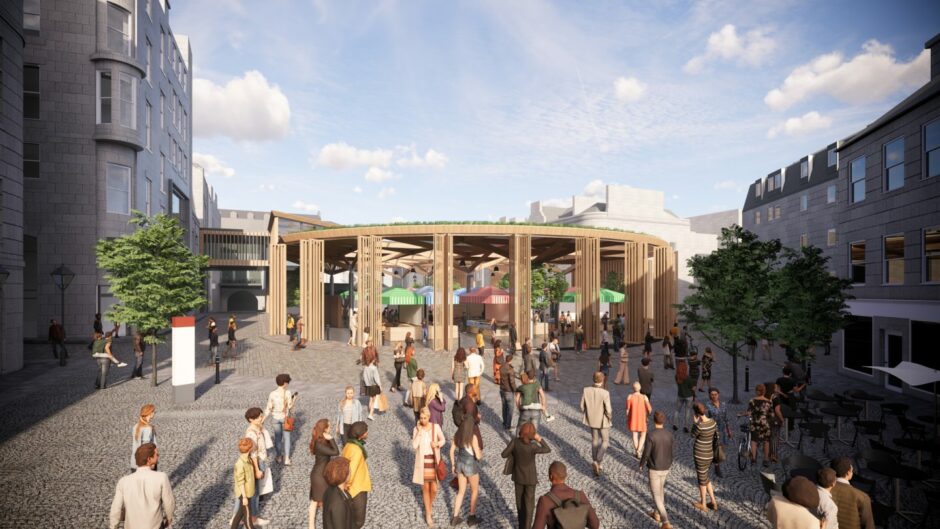 Concept image of the new Aberdeen market plans from across the Green. Picture by Aberdeen City Council.