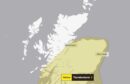 Met Office has issued a yellow warning for thunderstorms across Grampian and Moray. Supplied by Met Office.