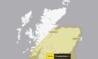 Met Office has issued a yellow warning for thunderstorms across Grampian and Moray. Supplied by Met Office.