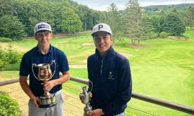 Ollie Robertson, right, with Callum Bruce - two of Deeside Golf Club's successful players at the North-east District Boys Championships at Inverallochy.