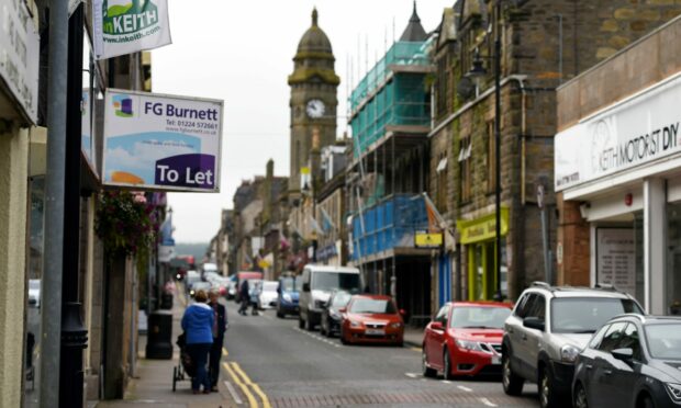 Council officers have been warned not to get rid of parking spaces in Keith. Image: Gordon Lennox/DC Thomson