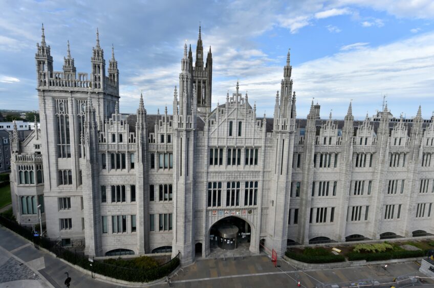 Aberdeen City Council, based at Marischal College in Broad Street, could cut £134m from its spending over the next five years. Picture by Kenny Elrick/DCT Media.