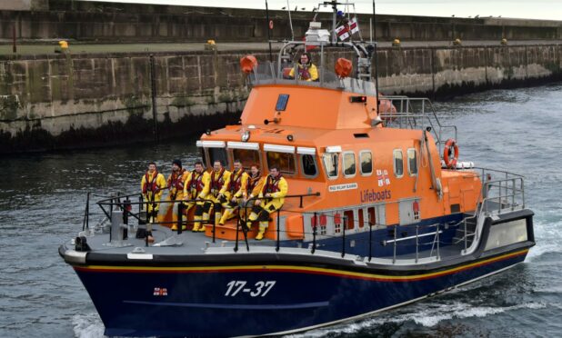 Buckie lifeboat was sent out to help yacht in distress. Picture by Kenny Elrick.