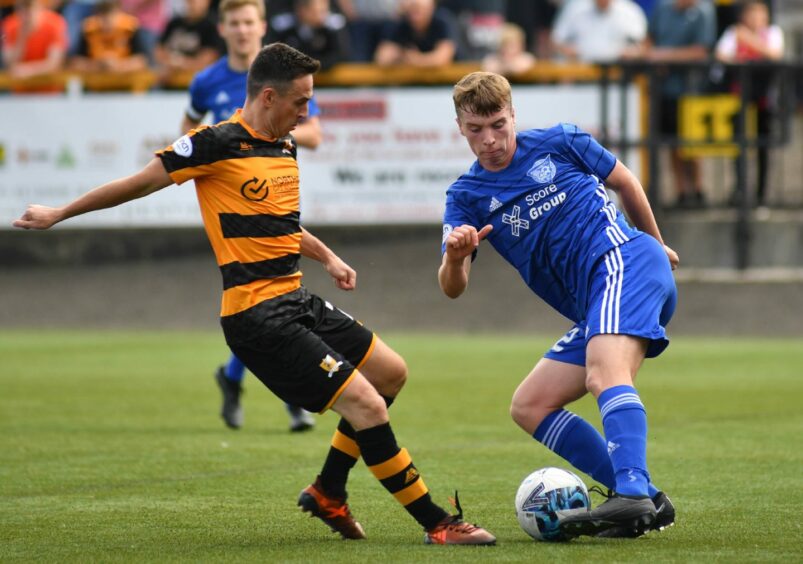 Young loanee Jack Wilkie in action against Alloa Athletic. Photo by Duncan Brown