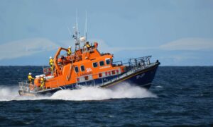 Buckie Lifeboat was launched to assist the stranded men. Image: RNLI.