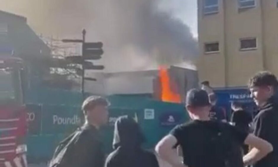 Poundland on fire in Elgin. Supplied by Peter McGregor.