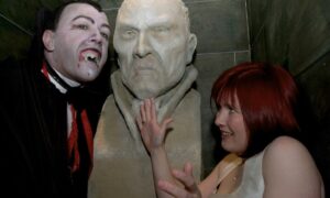 David Wilson dressed as Dracula, and Shellie Baxter, feature in our nostalgic Slains Castle gallery. Picture by Colin Rennie