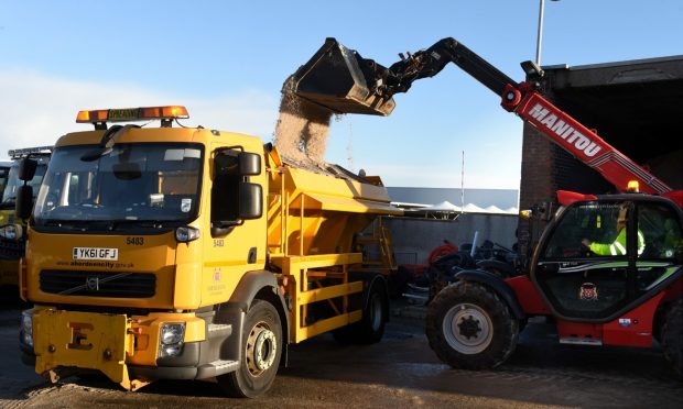 Gritter being filled at council depot