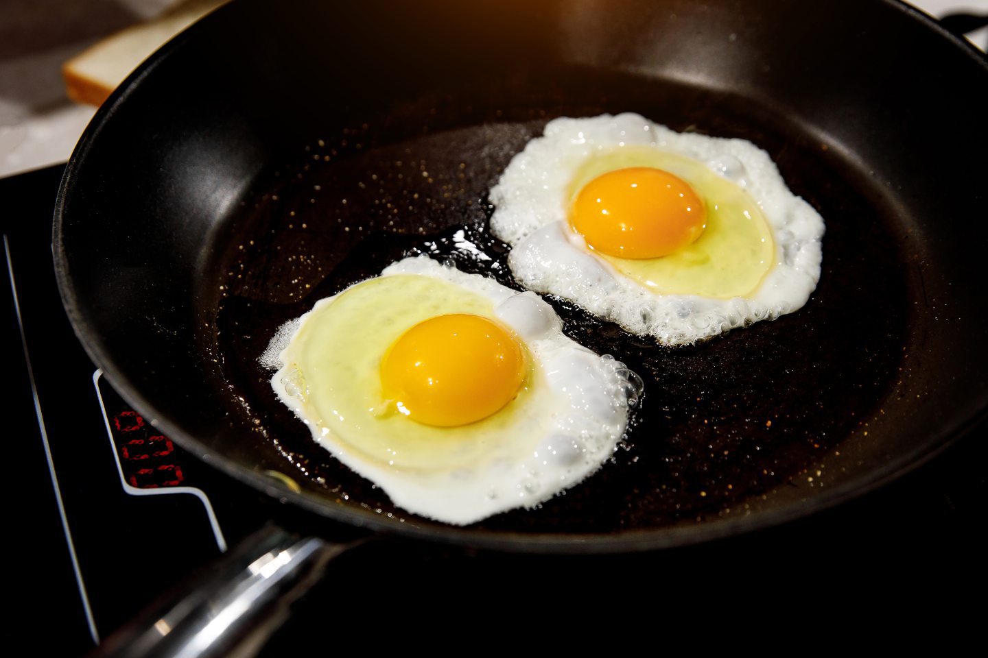 Two eggs in a frying pan