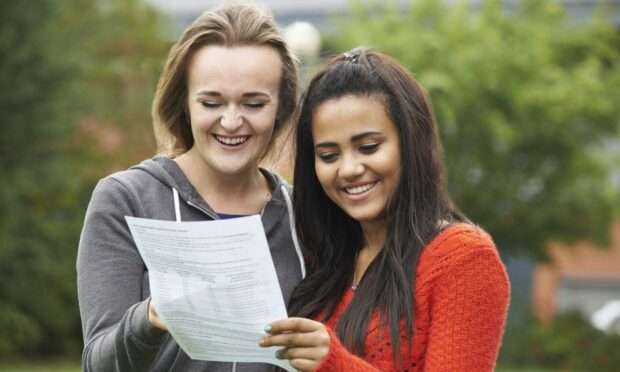 Students receiving exam results in 2022, Scotland