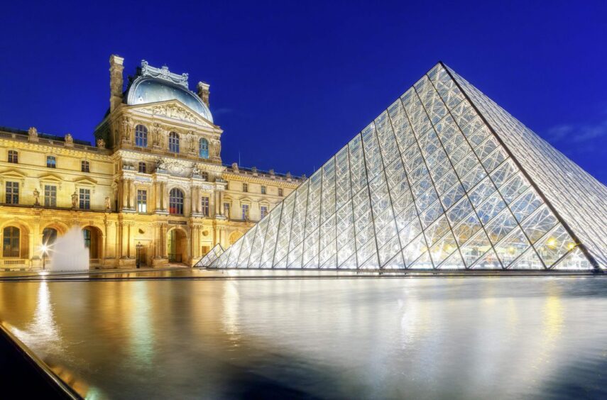 Sir John was shown as part of an exhibition in the Louvre. Pictured is the famous pyramid at the Louvre in Paris. 