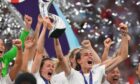 Ellen White, left, and Jill Scott, right, retired from  football after winning Euro 2022 with England. (Photo by Anna Gowthorpe/Shutterstock)