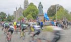 Cyclists at Queen's Cross in Aberdeen during the 2021 Tour of Britain. Photo: Roddy Millar