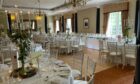 The interior of Pittodrie House set up for a wedding