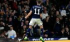 Ryan Christie of Scotland celebrates scoring from the penalty spot to go 2-1 up against Republic of Ireland.