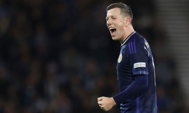 Callum McGregor of Scotland celebrates at full-time after beating Republic of Ireland 2-1.